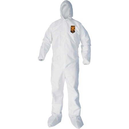 KLEENGUARD A40 Coveralls - Zipper Front, Elastic Wrists, Ankles, Hood & Boots, XL, 25 PK, White KCC44334